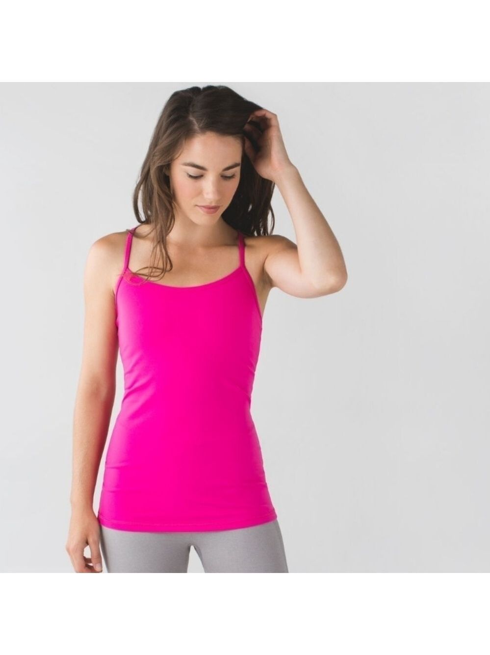 Lululemon womens Power Y Tank  Luon like new size 10 snakeskin magneta color